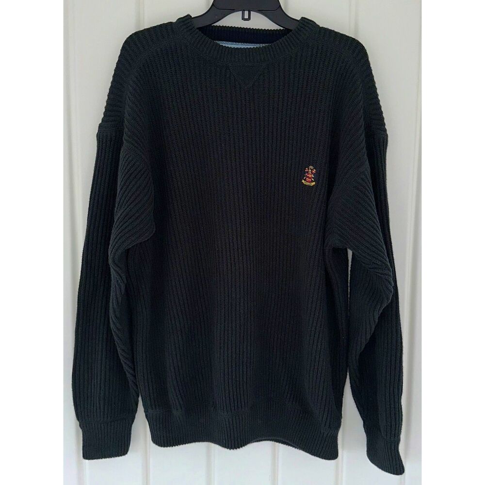 Vintage 90s Woods & Gray Ribbed Knit Crewneck Sweater Size XL Forest Green Color